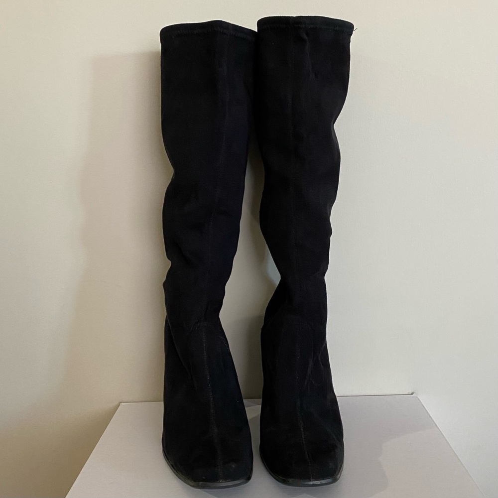 Candies Below the Knee Faux Suede Black Heeled Boots Size 8M - Picture 3 of 12